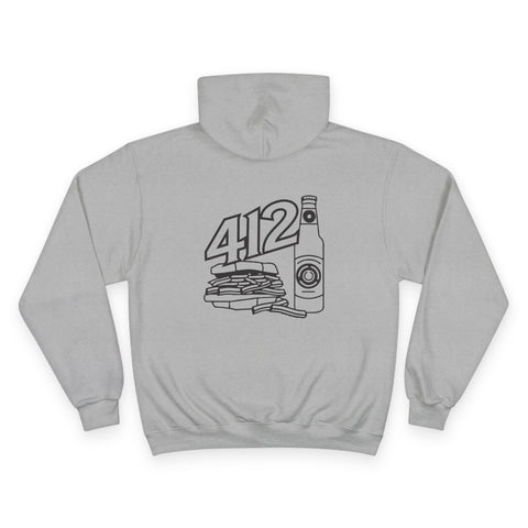 412 Icon - Print on back - Champion Hoodie Hoodie - YinzerShop