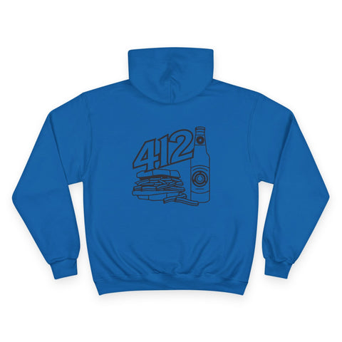 412 Icon - Print on back - Champion Hoodie Hoodie - YinzerShop