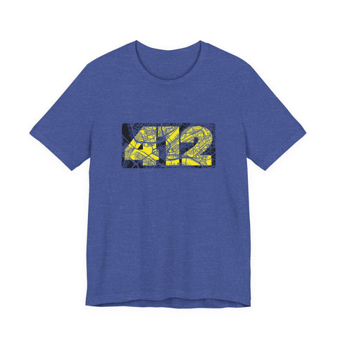 412 Map Graphic - Bella Canvas 3001 Crew Neck T-Shirt T-Shirt - YinzerShop