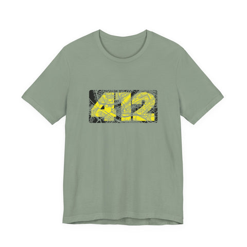 412 Map Graphic - Bella Canvas 3001 Crew Neck T-Shirt T-Shirt - YinzerShop