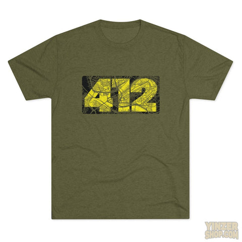 412 Map - Tri-Blend Crew Tee T-Shirt Printify Tri-Blend Military Green S 