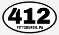 412 Pittsburgh Euro Oval Durable Vinyl Sticker | Size 6" x 3.5" Sticker - YinzerShop
