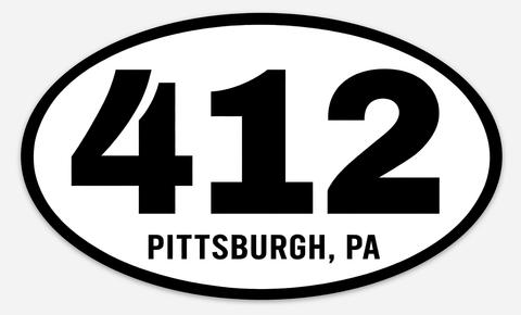 412 Pittsburgh Euro Oval Durable Vinyl Sticker | Size 6" x 3.5" Sticker - YinzerShop