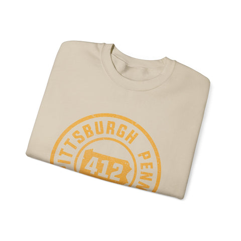412 Pittsburgh Stamp - Heavy Blend™ Crewneck Sweatshirt Sweatshirt - YinzerShop