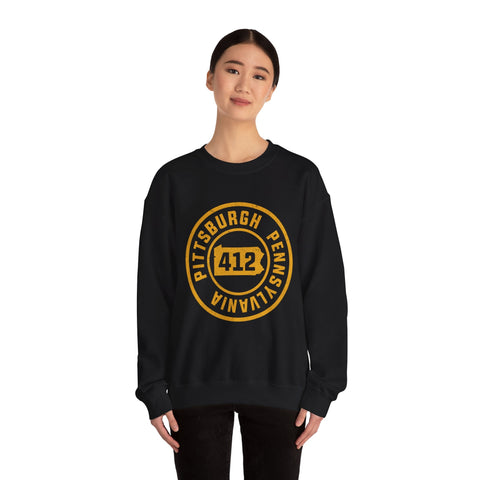 412 Pittsburgh Stamp - Heavy Blend™ Crewneck Sweatshirt Sweatshirt - YinzerShop