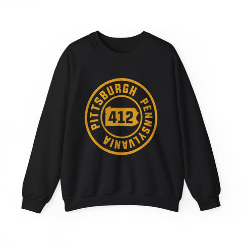 412 Pittsburgh Stamp - Heavy Blend™ Crewneck Sweatshirt Sweatshirt - YinzerShop