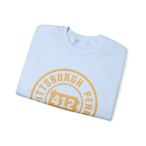 412 Pittsburgh Stamp - Heavy Blend™ Crewneck Sweatshirt Sweatshirt - YinzerShop