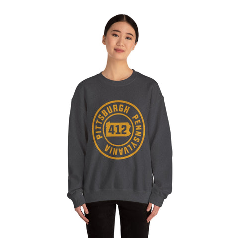 412 Pittsburgh Stamp - Heavy Blend™ Crewneck Sweatshirt Sweatshirt - YinzerShop