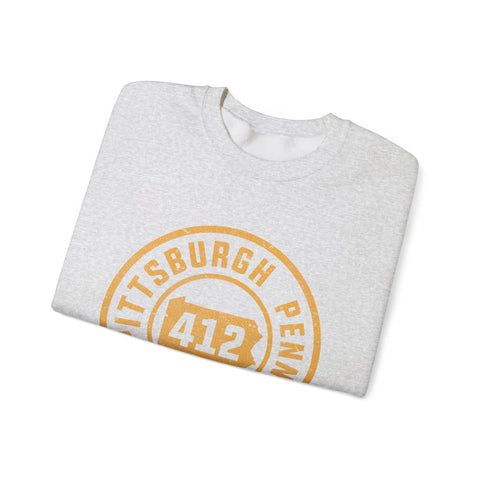 412 Pittsburgh Stamp - Heavy Blend™ Crewneck Sweatshirt Sweatshirt - YinzerShop