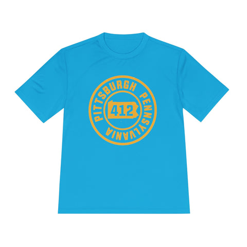 412 Pittsburgh Stamp - Sport-Tek Unisex Moisture Wicking Tee T-Shirt - YinzerShop