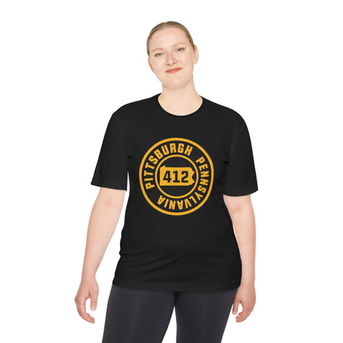412 Pittsburgh Stamp - Sport-Tek Unisex Moisture Wicking Tee T-Shirt - YinzerShop
