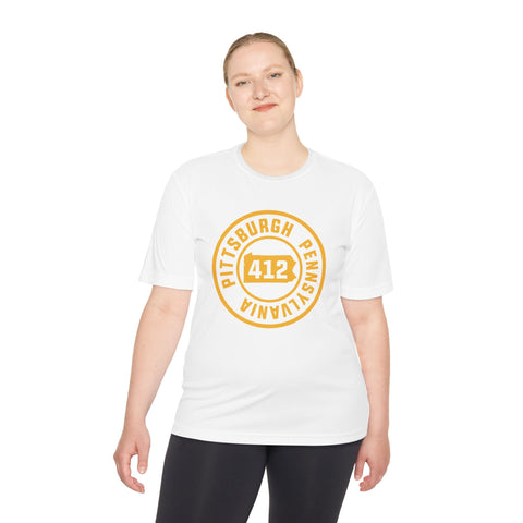 412 Pittsburgh Stamp - Sport-Tek Unisex Moisture Wicking Tee T-Shirt - YinzerShop