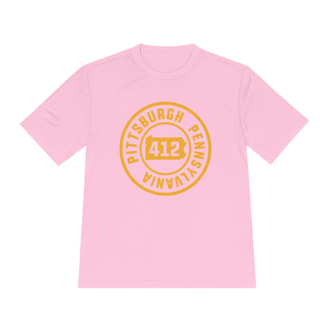 412 Pittsburgh Stamp - Sport-Tek Unisex Moisture Wicking Tee T-Shirt - YinzerShop