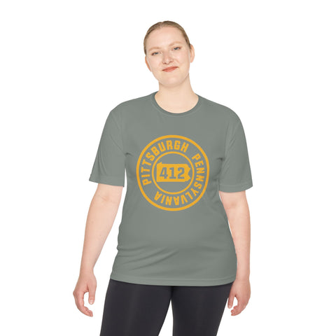 412 Pittsburgh Stamp - Sport-Tek Unisex Moisture Wicking Tee T-Shirt - YinzerShop
