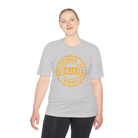 412 Pittsburgh Stamp - Sport-Tek Unisex Moisture Wicking Tee T-Shirt - YinzerShop