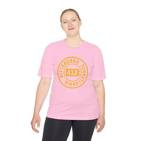 412 Pittsburgh Stamp - Sport-Tek Unisex Moisture Wicking Tee T-Shirt - YinzerShop