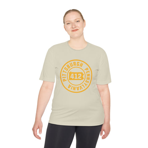 412 Pittsburgh Stamp - Sport-Tek Unisex Moisture Wicking Tee T-Shirt - YinzerShop