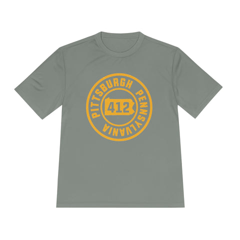 412 Pittsburgh Stamp - Sport-Tek Unisex Moisture Wicking Tee T-Shirt - YinzerShop