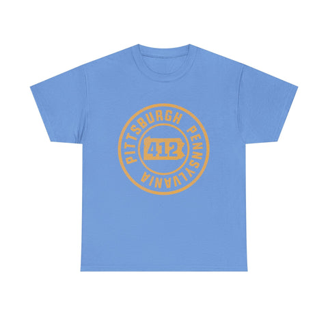412 Pittsburgh Stamp - Unisex Heavy Cotton Tee T-Shirt - YinzerShop