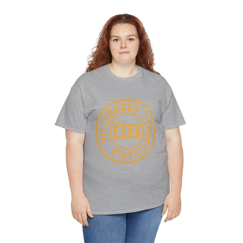 412 Pittsburgh Stamp - Unisex Heavy Cotton Tee T-Shirt - YinzerShop