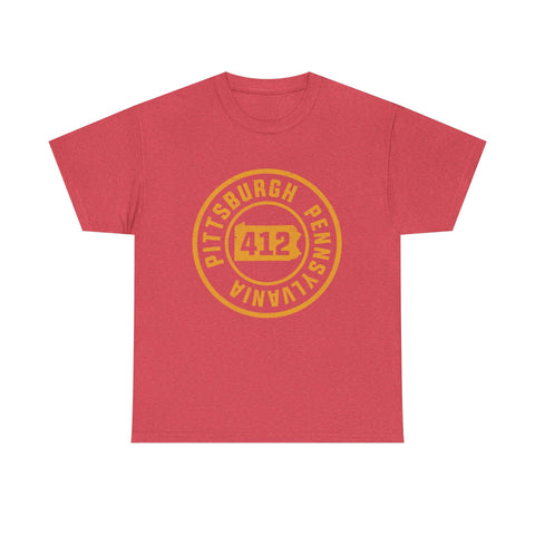 412 Pittsburgh Stamp - Unisex Heavy Cotton Tee T-Shirt - YinzerShop