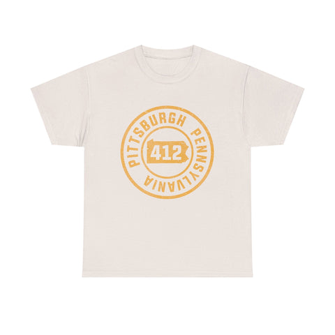 412 Pittsburgh Stamp - Unisex Heavy Cotton Tee T-Shirt - YinzerShop