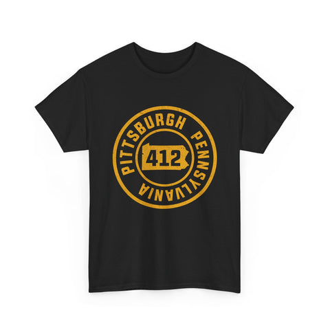 412 Pittsburgh Stamp - Unisex Heavy Cotton Tee T-Shirt - YinzerShop