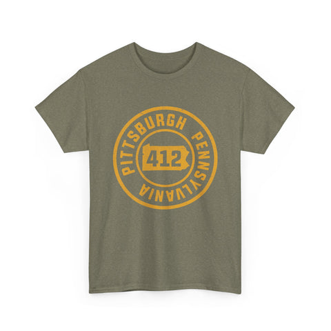 412 Pittsburgh Stamp - Unisex Heavy Cotton Tee T-Shirt - YinzerShop