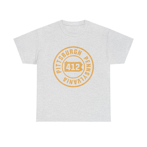 412 Pittsburgh Stamp - Unisex Heavy Cotton Tee T-Shirt - YinzerShop