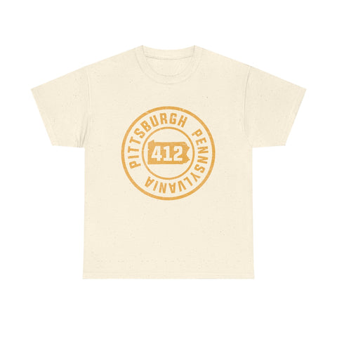 412 Pittsburgh Stamp - Unisex Heavy Cotton Tee T-Shirt - YinzerShop