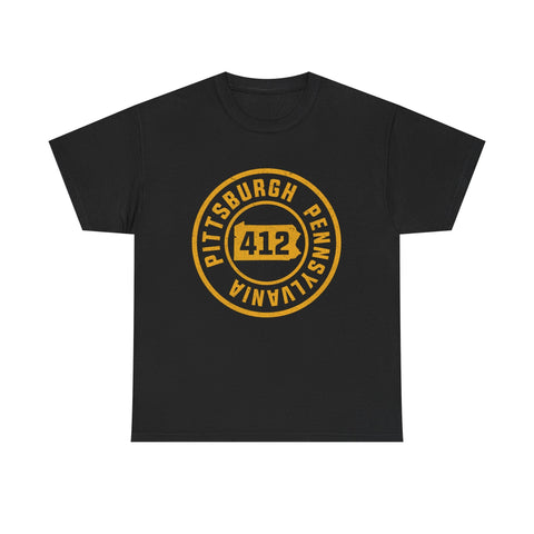 412 Pittsburgh Stamp - Unisex Heavy Cotton Tee T-Shirt - YinzerShop