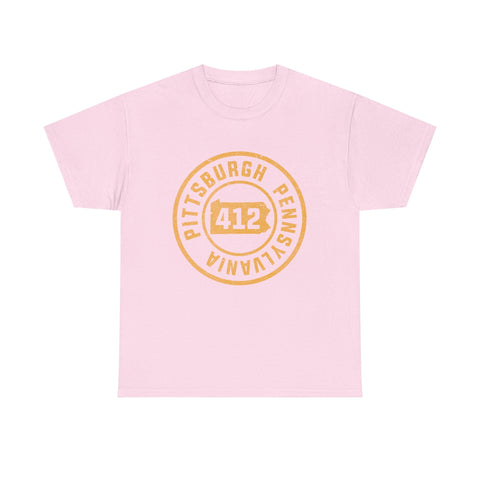 412 Pittsburgh Stamp - Unisex Heavy Cotton Tee T-Shirt - YinzerShop