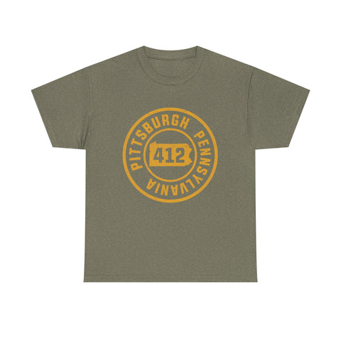 412 Pittsburgh Stamp - Unisex Heavy Cotton Tee T-Shirt - YinzerShop