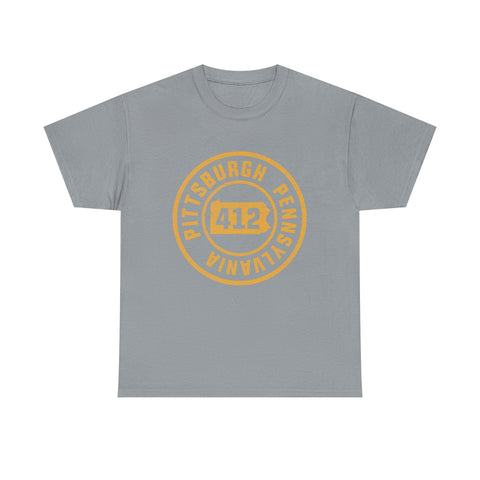 412 Pittsburgh Stamp - Unisex Heavy Cotton Tee T-Shirt - YinzerShop