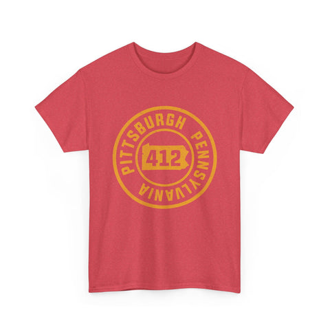 412 Pittsburgh Stamp - Unisex Heavy Cotton Tee T-Shirt - YinzerShop