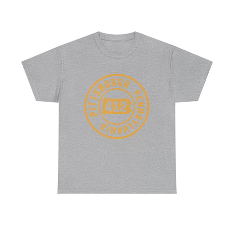 412 Pittsburgh Stamp - Unisex Heavy Cotton Tee T-Shirt - YinzerShop