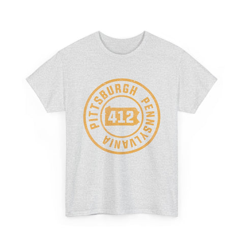 412 Pittsburgh Stamp - Unisex Heavy Cotton Tee T-Shirt - YinzerShop