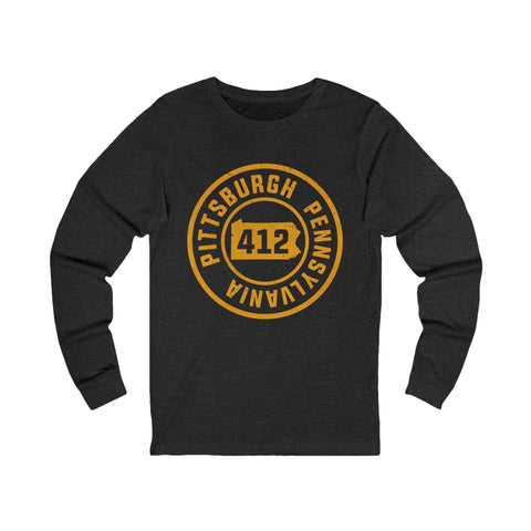 412 Pittsburgh Stamp - Unisex Long Sleeve Tee Long Sleeve Shirt - YinzerShop