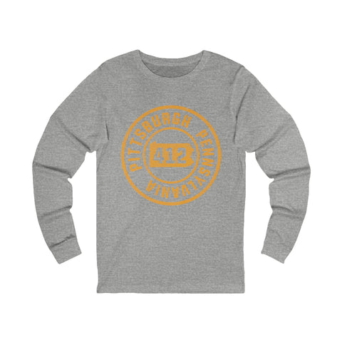 412 Pittsburgh Stamp - Unisex Long Sleeve Tee Long Sleeve Shirt - YinzerShop