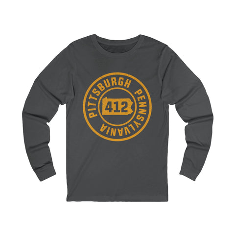 412 Pittsburgh Stamp - Unisex Long Sleeve Tee Long Sleeve Shirt - YinzerShop