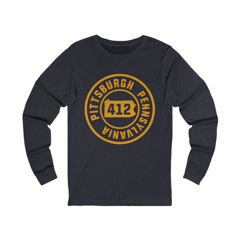 412 Pittsburgh Stamp - Unisex Long Sleeve Tee Long Sleeve Shirt - YinzerShop