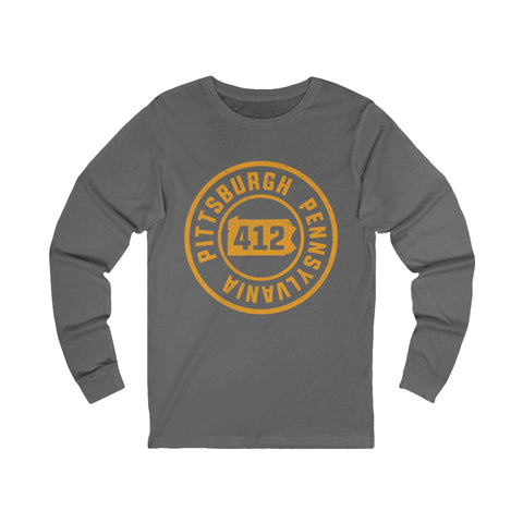 412 Pittsburgh Stamp - Unisex Long Sleeve Tee Long Sleeve Shirt - YinzerShop