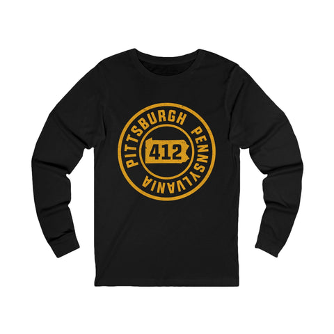 412 Pittsburgh Stamp - Unisex Long Sleeve Tee Long Sleeve Shirt - YinzerShop