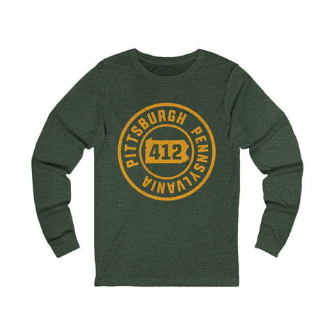 412 Pittsburgh Stamp - Unisex Long Sleeve Tee Long Sleeve Shirt - YinzerShop