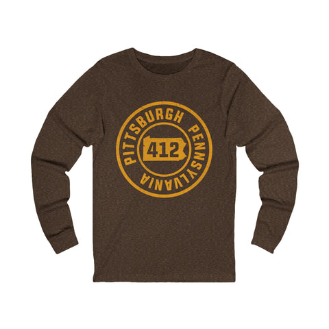 412 Pittsburgh Stamp - Unisex Long Sleeve Tee Long Sleeve Shirt - YinzerShop