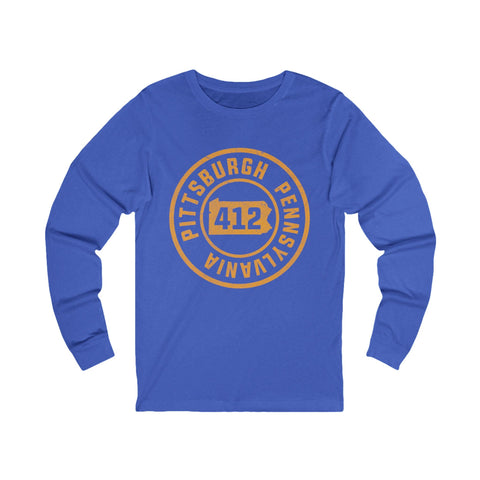 412 Pittsburgh Stamp - Unisex Long Sleeve Tee Long Sleeve Shirt - YinzerShop