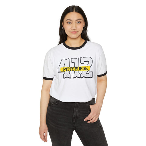 412 Pittsburgh - Unisex Cotton Ringer T-Shirt T-Shirt - YinzerShop