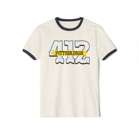 412 Pittsburgh - Unisex Cotton Ringer T-Shirt T-Shirt - YinzerShop