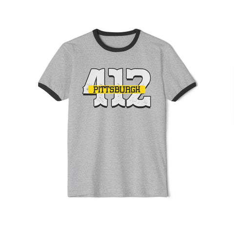 412 Pittsburgh - Unisex Cotton Ringer T-Shirt T-Shirt - YinzerShop