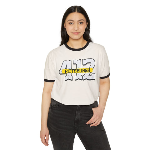 412 Pittsburgh - Unisex Cotton Ringer T-Shirt T-Shirt - YinzerShop